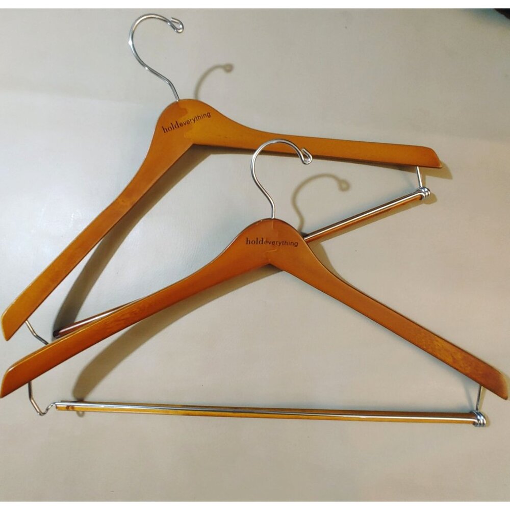 Suit Hanger Hold Everything Wooden Metal Vintage Set Rustproof Finish Wardrobe